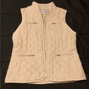 Croft & Barrow Light Tan/Cream Quilted Zipper Vest Size Small